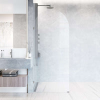 Frameless shower door, chrome finish, clear glass, reversible door installation