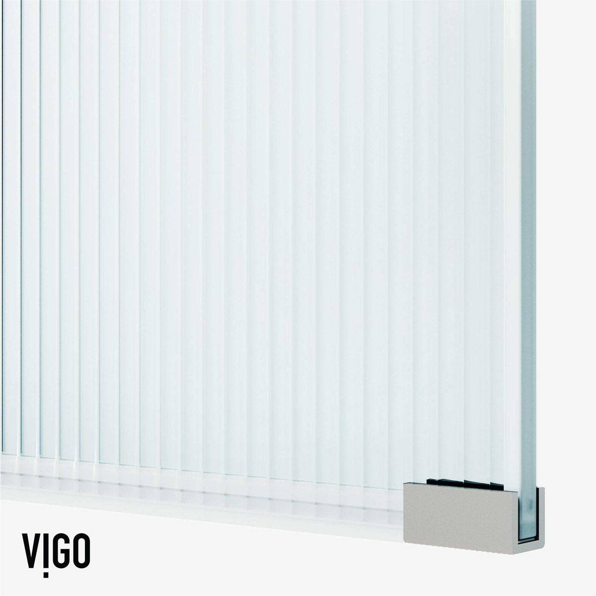 Frameless fluted glass shower screen, chrome, fixed installation, clear pattern