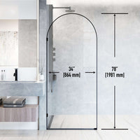 Framed shower screen, matte black, clear glass, fixed installation, 78-inch