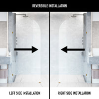 Arden 34 in. W x 78 in. H Frameless Fixed Shower Screen Door and Satro 3-Piece Bath Hardware Set in Matte Brushed Gold