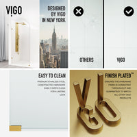 Arden 34 in. W x 78 in. H Frameless Fixed Shower Screen Door and Satro 3-Piece Bath Hardware Set in Matte Brushed Gold