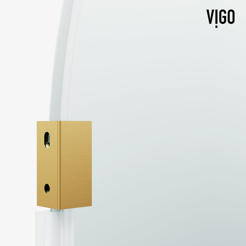 Arden 34 in. W x 78 in. H Frameless Fixed Shower Screen Door and Meridian 4-Piece Bath Hardware Set in Matte Brushed Gold