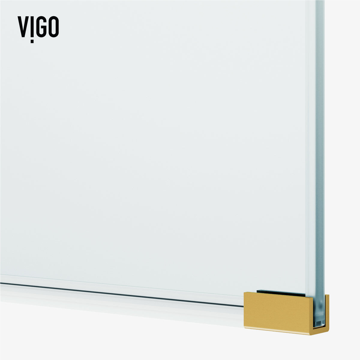 Arden 34 in. W x 78 in. H Frameless Fixed Shower Screen Door and Meridian 4-Piece Bath Hardware Set in Matte Brushed Gold