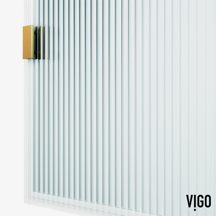Arden 34 in. W x 78 in. H Frameless Fixed Shower Screen in Matte Brushed Gold with 3/8 in. (10mm) Fluted Glass and Elan 24 in. Linear Shower Drain