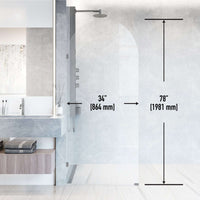 Frameless shower screen, stainless steel, clear glass, fixed installation, 78-inch