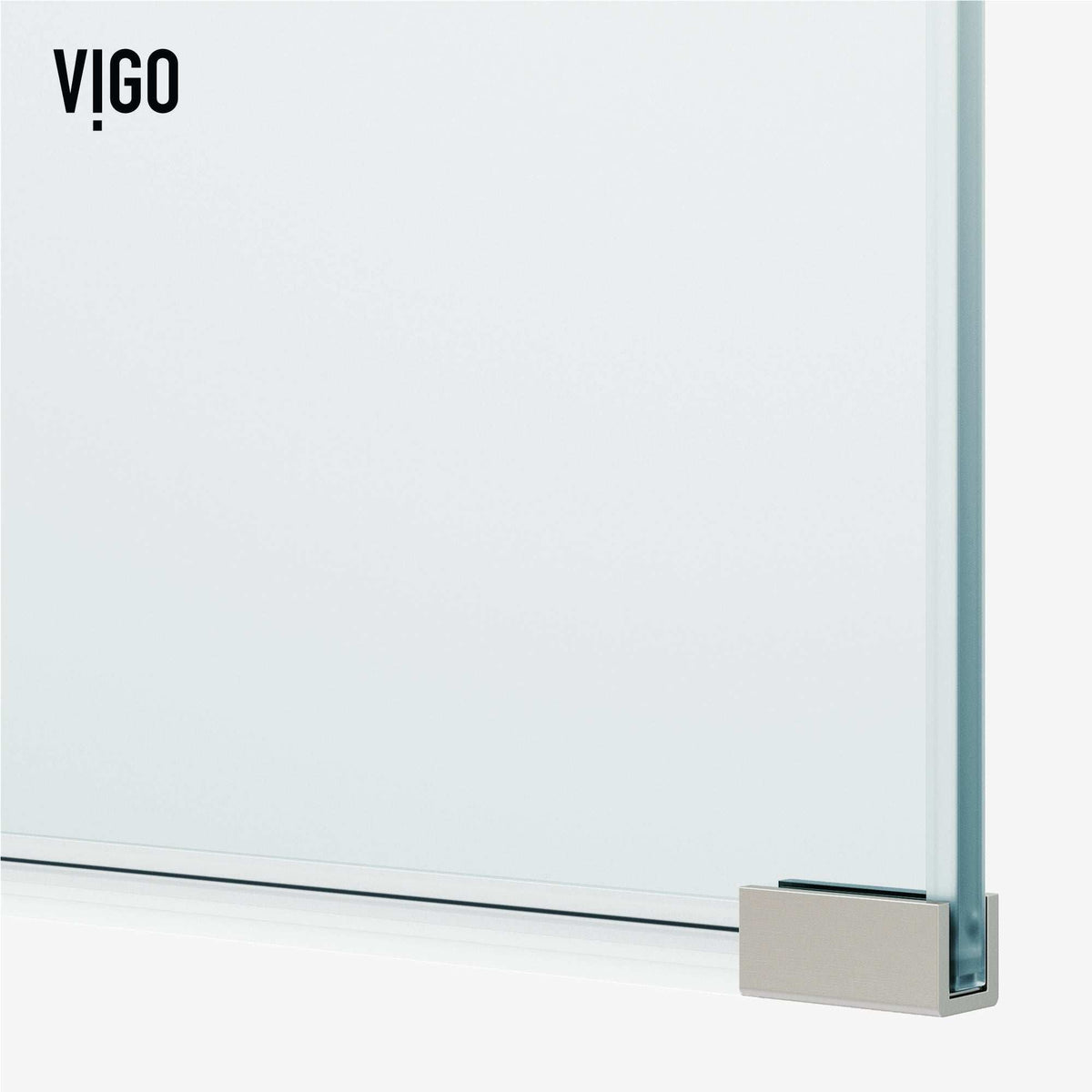 Clear tempered glass shower screen, stainless steel frameless, fixed installation