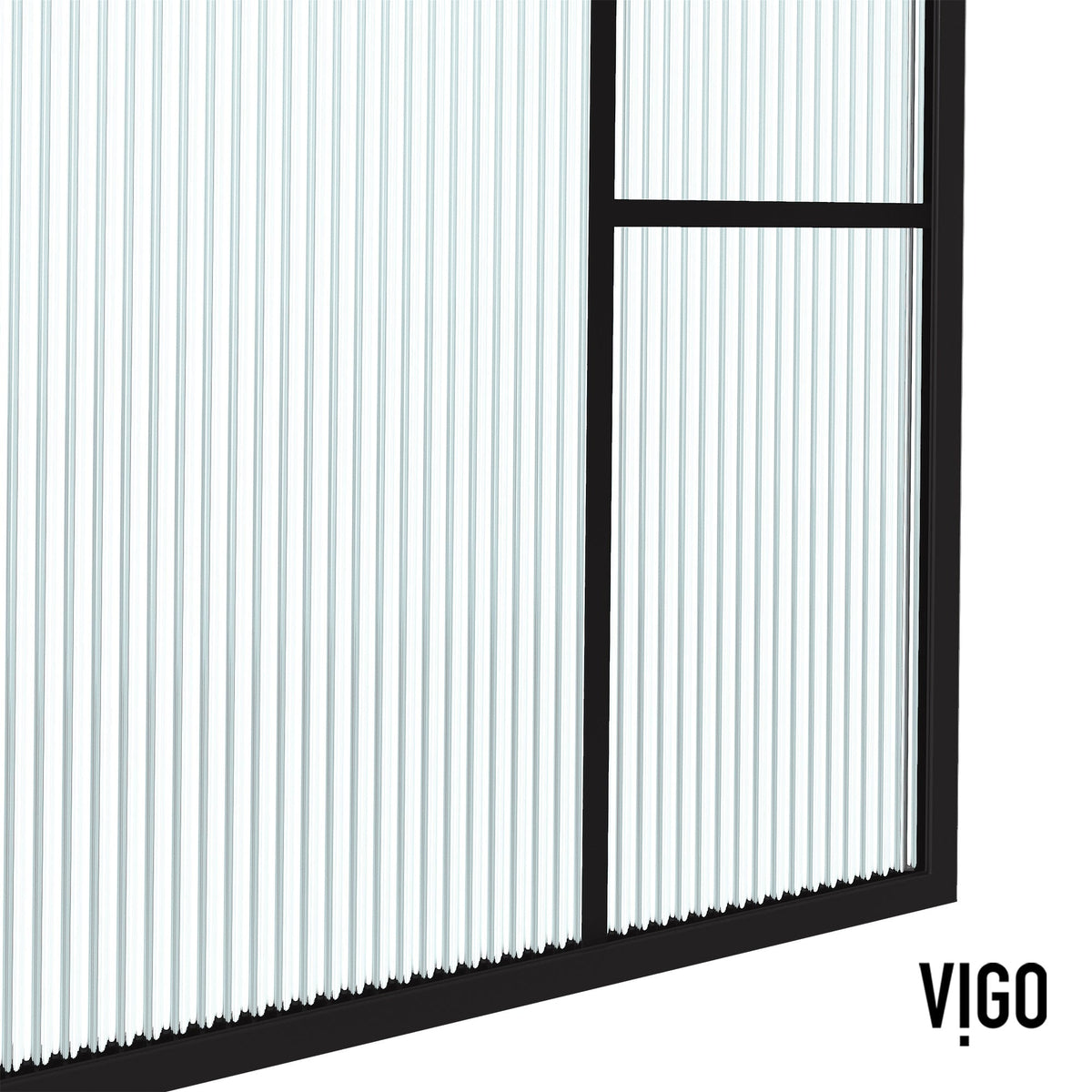 Framed Shower Screen matte black grid design with clear and frosted glass panels inspired by Mondrian art