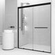 Matte black framed shower door with clear tempered glass and bar handle