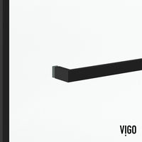 Satro 56 to 60 in W x 74 in H Double-Sliding Door in Matte Black (6mm) Clear Glass and Elan 24 in. Linear Shower Drain