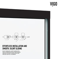 Satro 56 to 60 in W x 74 in H Double-Sliding Door in Matte Black (6mm) Clear Glass and Elan 24 in. Linear Shower Drain