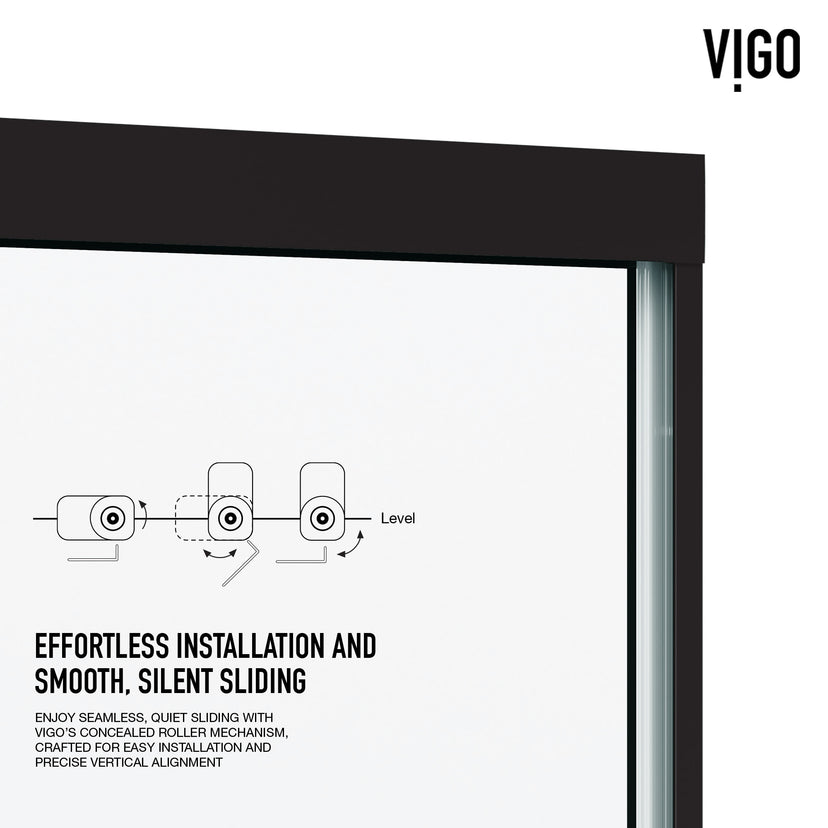 Satro 56 to 60 in W x 74 in H Double-Sliding Door in Matte Black (6mm) Clear Glass and Elan 24 in. Linear Shower Drain