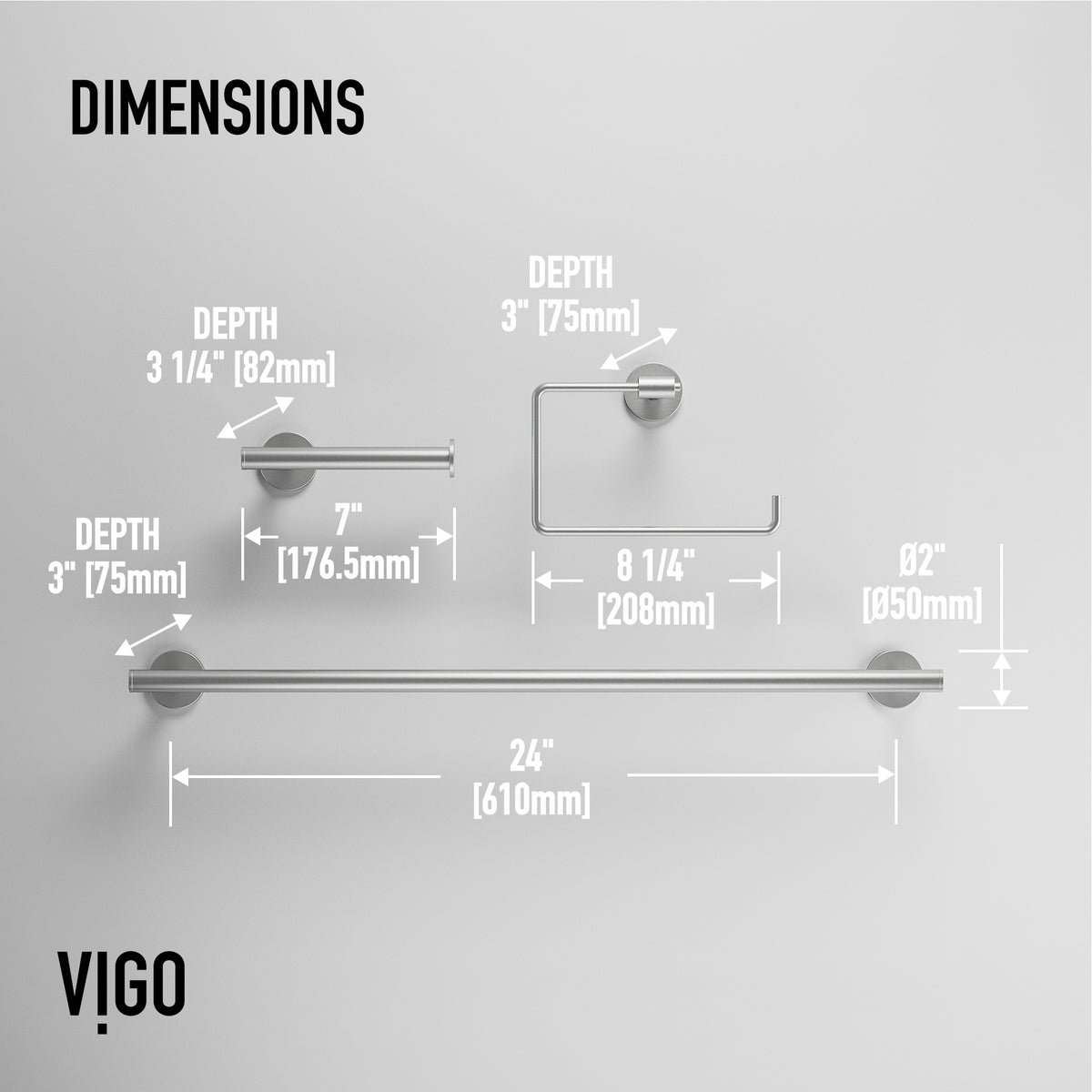 Elan 3-Piece Bath Hardware Set with 24 in. Towel Bar, Toilet Paper Holder, Hand Towel Holder