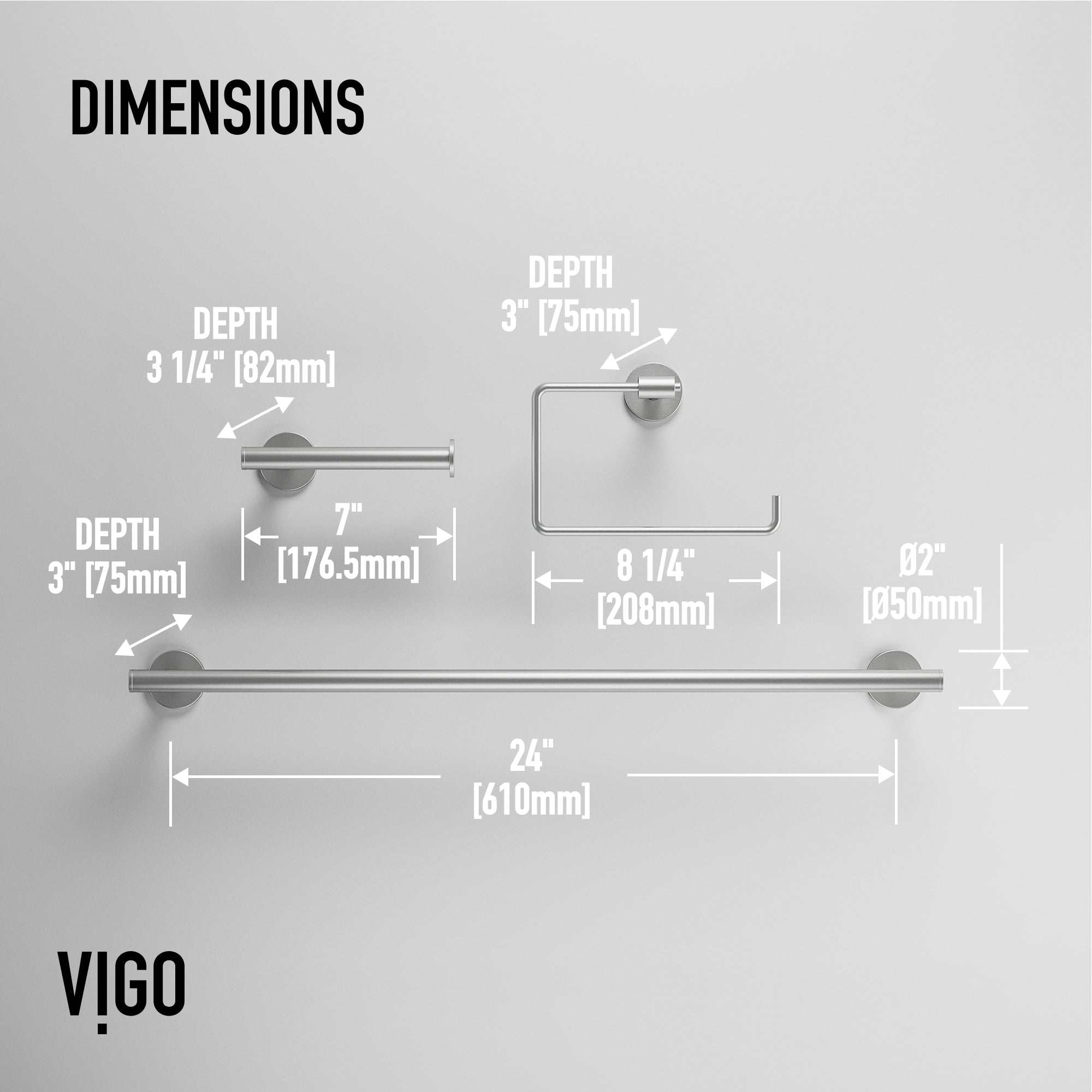 Elan 3-Piece Bath Hardware Set with 24 in. Towel Bar, Toilet Paper Holder, Hand Towel Holder