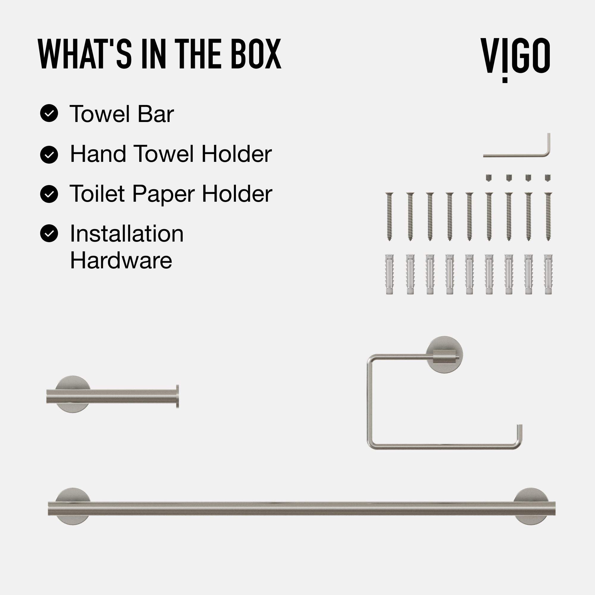 Elan 3-Piece Bath Hardware Set with 24 in. Towel Bar, Toilet Paper Holder, Hand Towel Holder