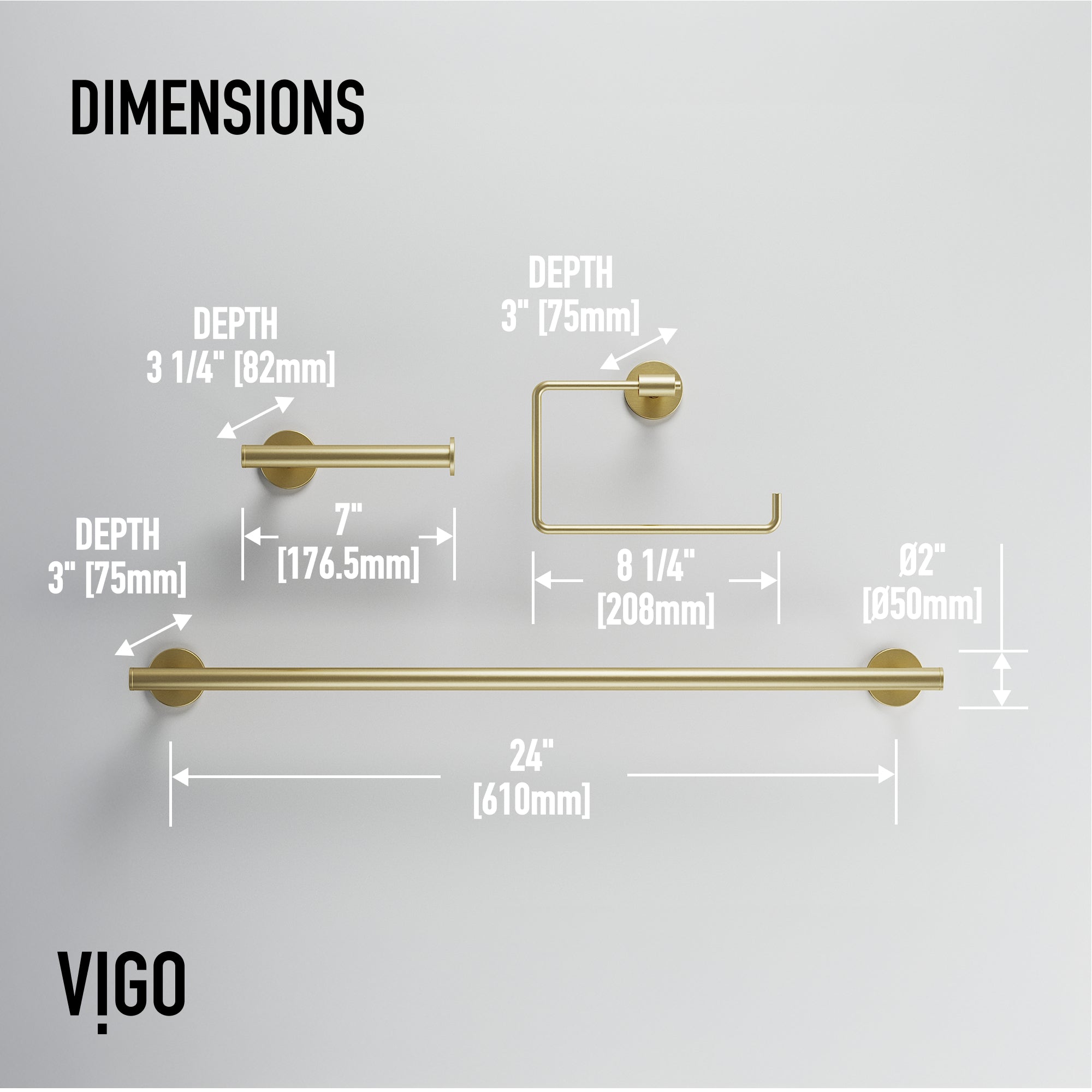 Elan 3-Piece Bath Hardware Set with 24 in. Towel Bar, Toilet Paper Holder, Hand Towel Holder