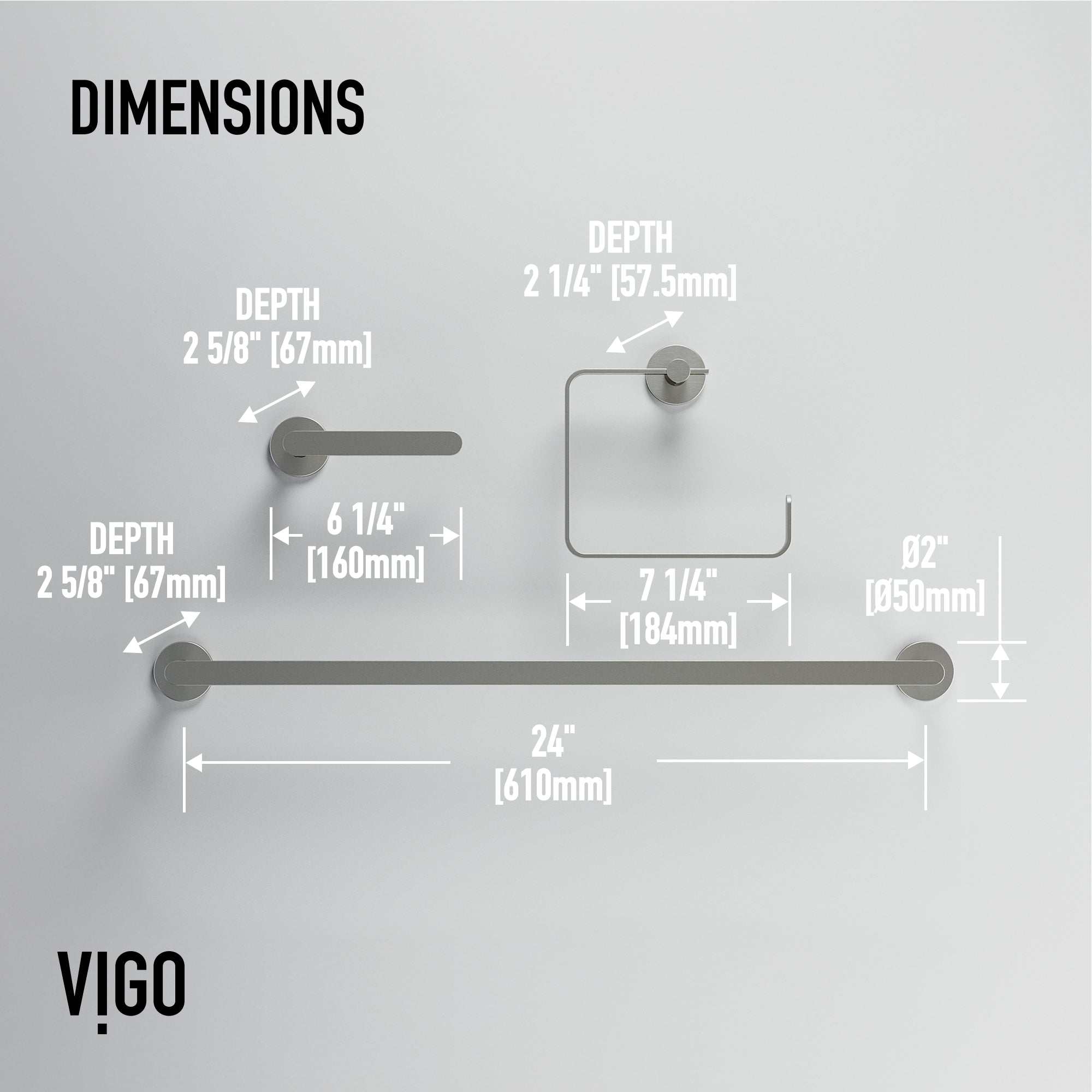 Arden 3-Piece Bath Hardware Set with 24 in. Towel Bar, Toilet Paper Holder, Hand Towel Holder