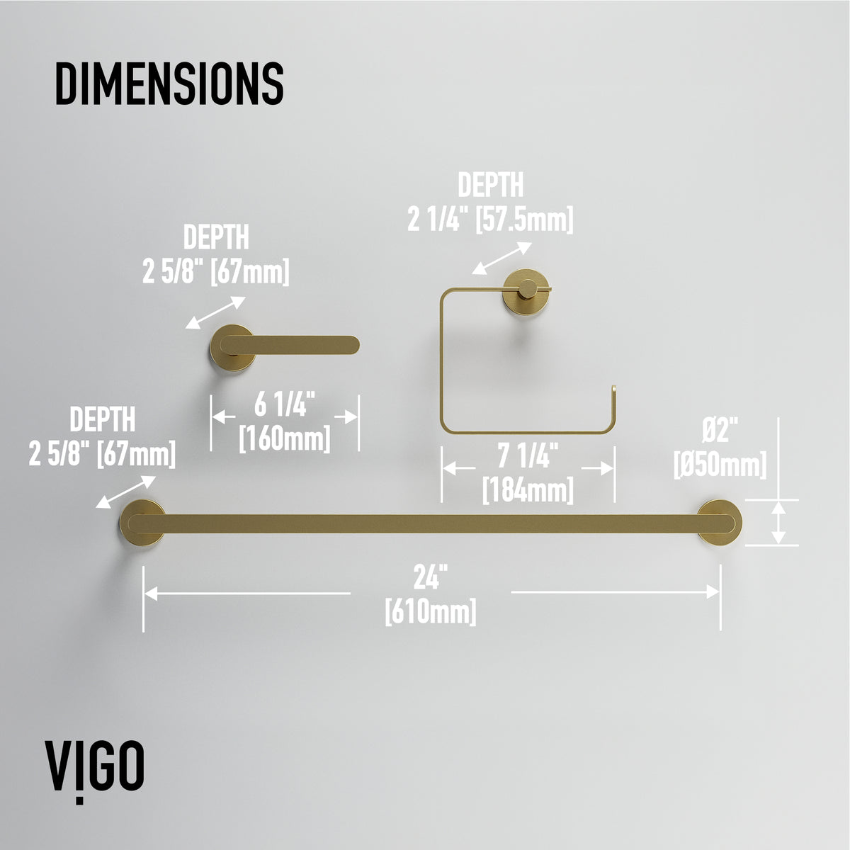 Arden 3-Piece Bath Hardware Set with 24 in. Towel Bar, Toilet Paper Holder, Hand Towel Holder