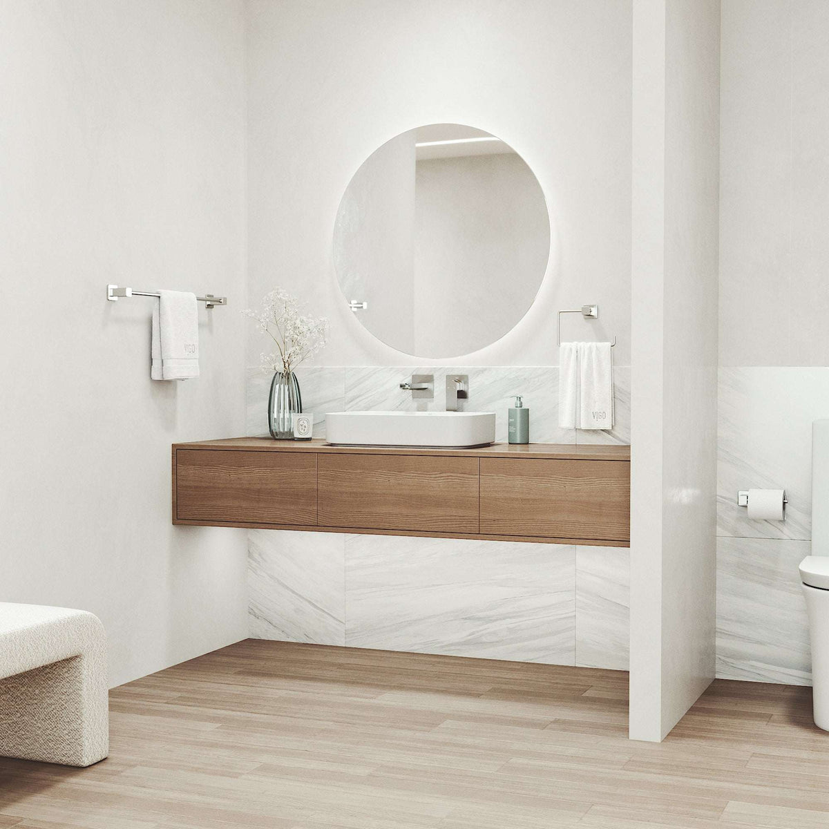 Meridian 3-Piece Bath Hardware Set with 24 in. Towel Bar, Toilet Paper Holder, Hand Towel Holder