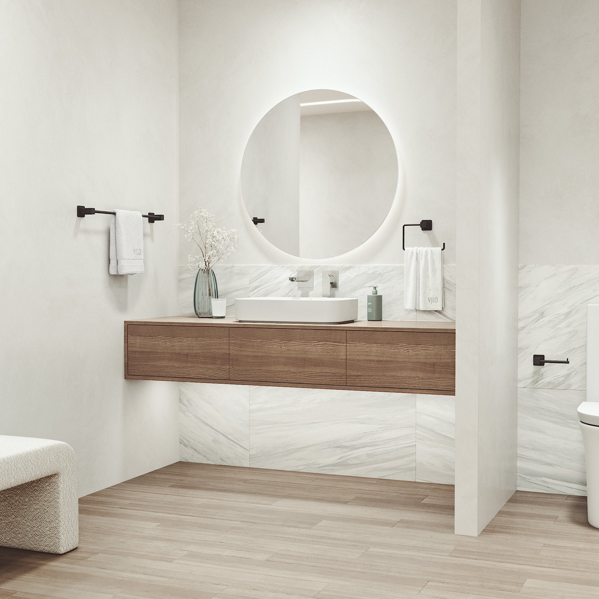 Meridian 3-Piece Bath Hardware Set with 24 in. Towel Bar, Toilet Paper Holder, Hand Towel Holder