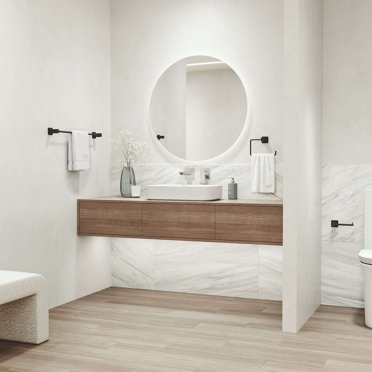 Meridian 3-Piece Bath Hardware Set with 24 in. Towel Bar, Toilet Paper Holder, Hand Towel Holder