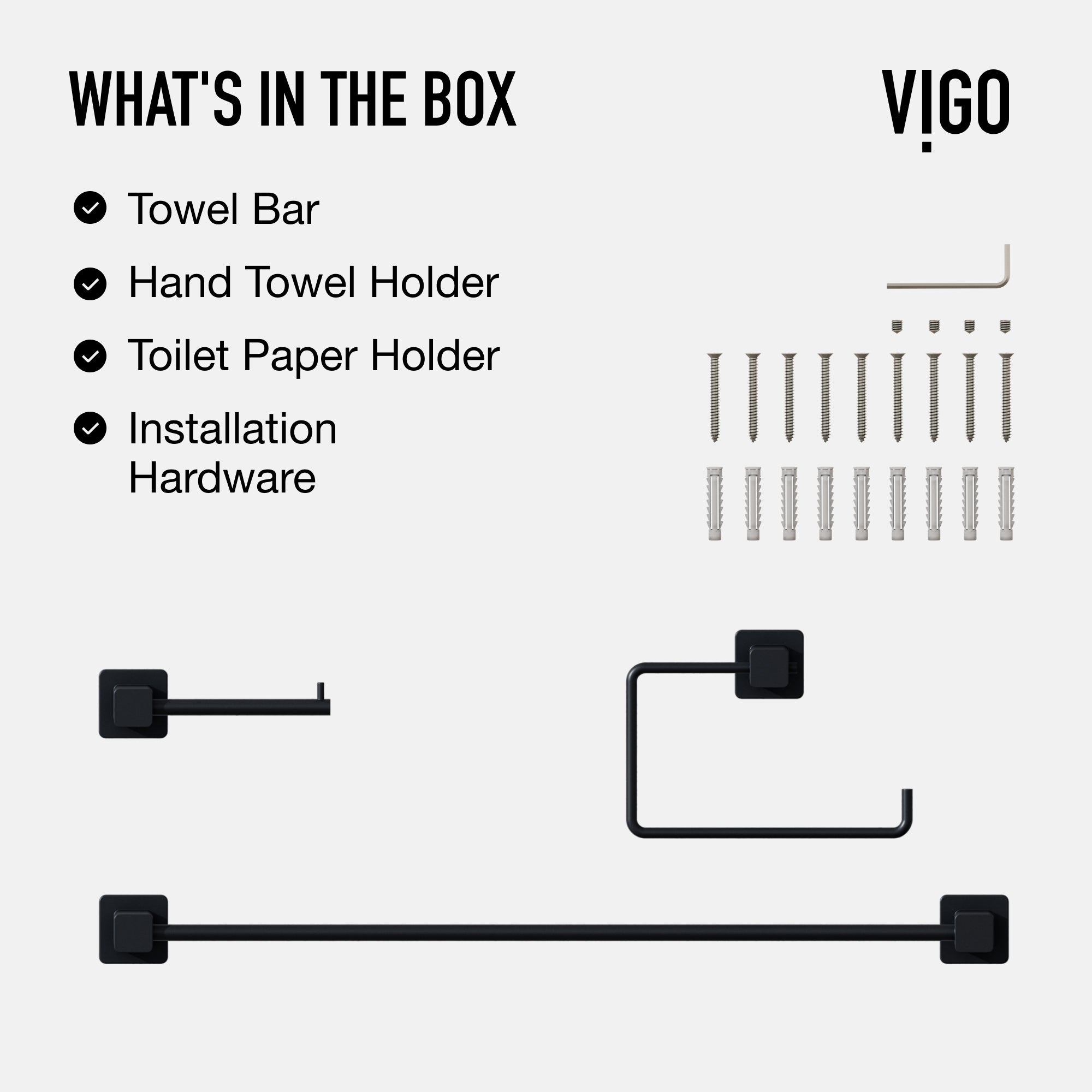 Meridian 3-Piece Bath Hardware Set with 24 in. Towel Bar, Toilet Paper Holder, Hand Towel Holder