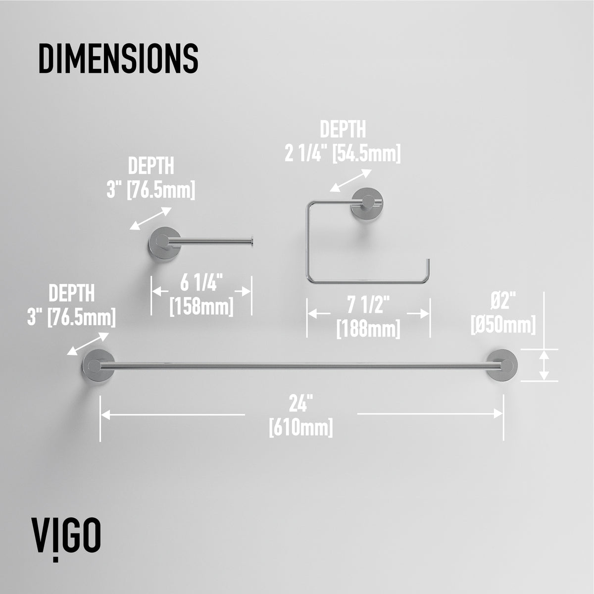 Cass 3-Piece Bath Hardware Set with 24 in. Towel Bar, Toilet Paper Holder, Hand Towel Holder