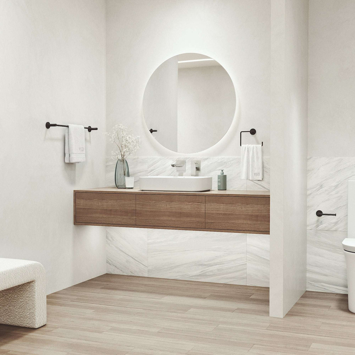 Cass 3-Piece Bath Hardware Set with 24 in. Towel Bar, Toilet Paper Holder, Hand Towel Holder
