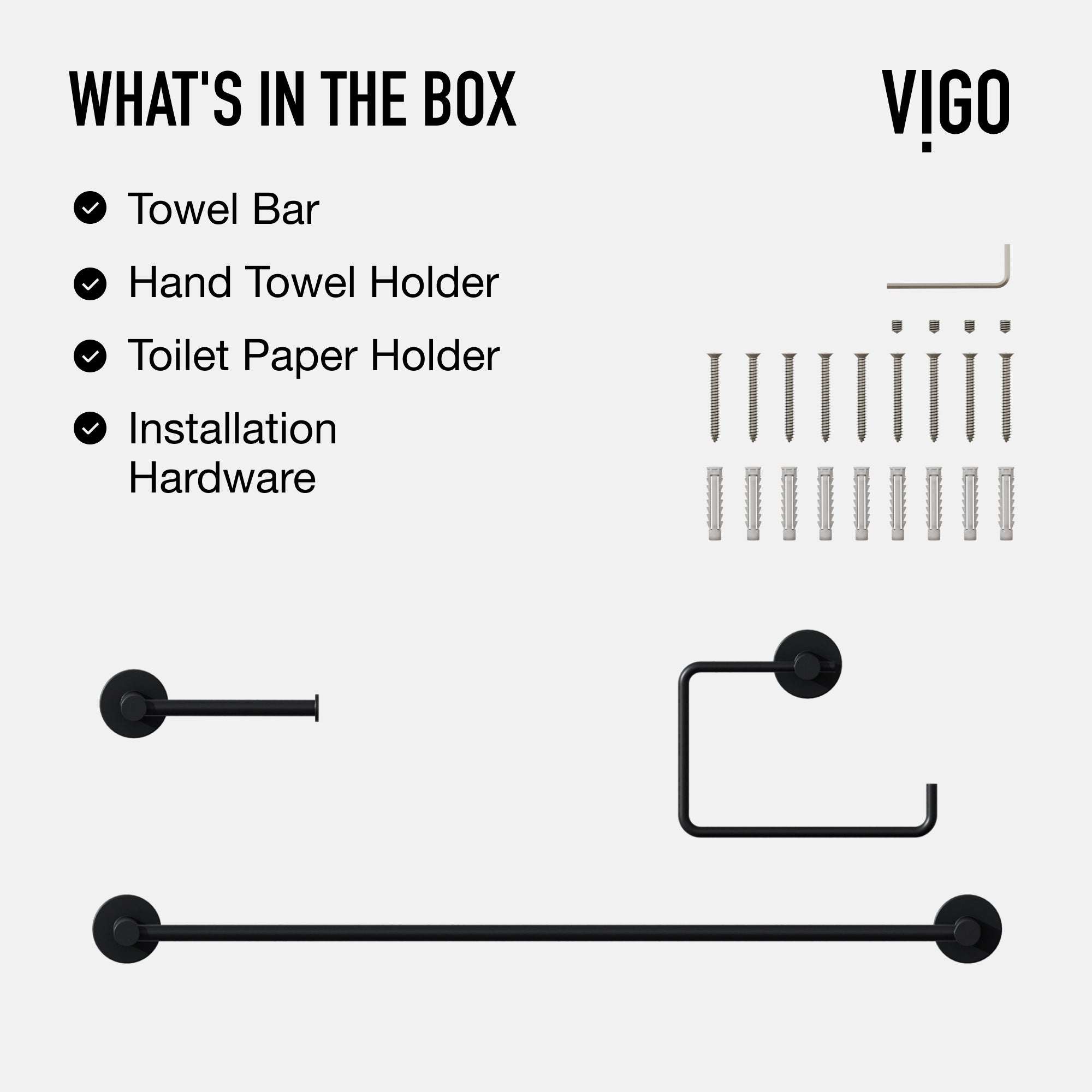 Cass 3-Piece Bath Hardware Set with 24 in. Towel Bar, Toilet Paper Holder, Hand Towel Holder