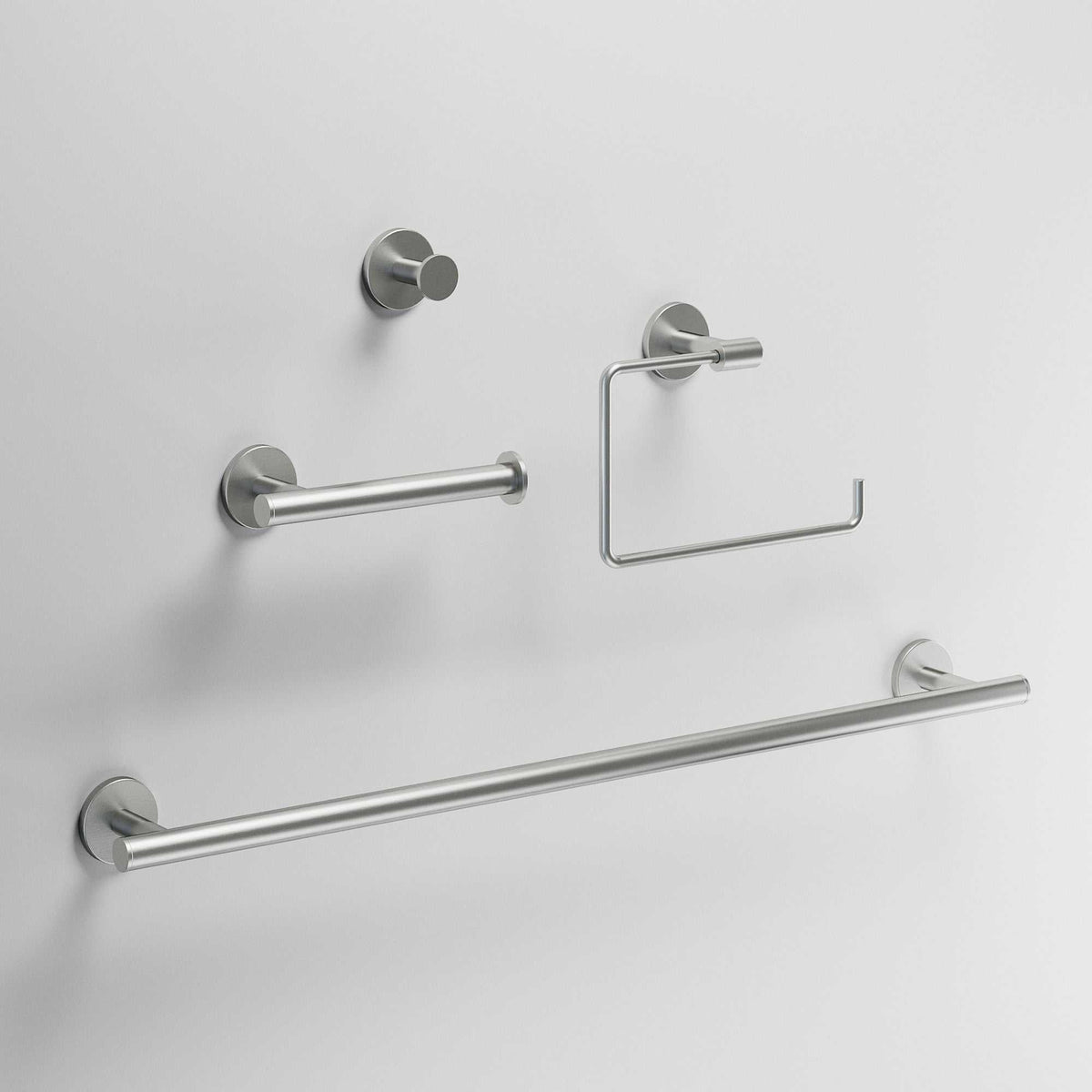 Elan 4-Piece Bath Hardware Set with 24 in. Towel Bar, Toilet Paper Holder, Hand Towel Holder, Hook