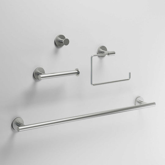 Elan 4-Piece Bath Hardware Set with 24 in. Towel Bar, Toilet Paper Holder, Hand Towel Holder, Hook