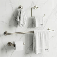Elan 4-Piece Bath Hardware Set with 24 in. Towel Bar, Toilet Paper Holder, Hand Towel Holder, Hook