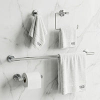 Elan 4-Piece Bath Hardware Set with 24 in. Towel Bar, Toilet Paper Holder, Hand Towel Holder, Hook