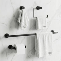 Elan 4-Piece Bath Hardware Set with 24 in. Towel Bar, Toilet Paper Holder, Hand Towel Holder, Hook