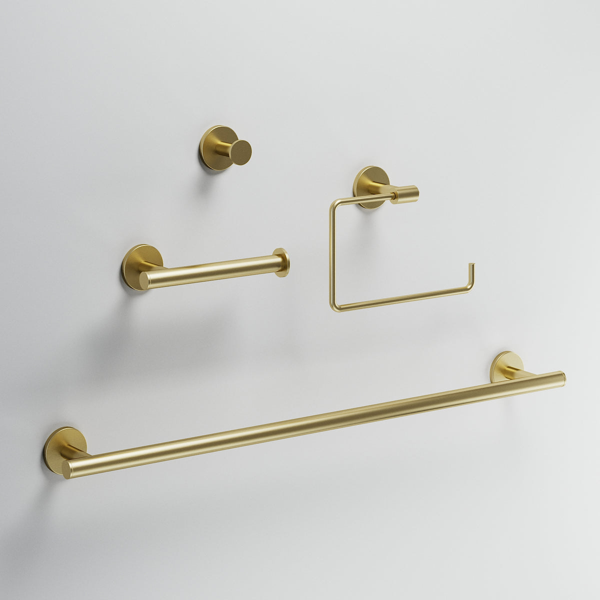 Elan 4-Piece Bath Hardware Set with 24 in. Towel Bar, Toilet Paper Holder, Hand Towel Holder, Hook