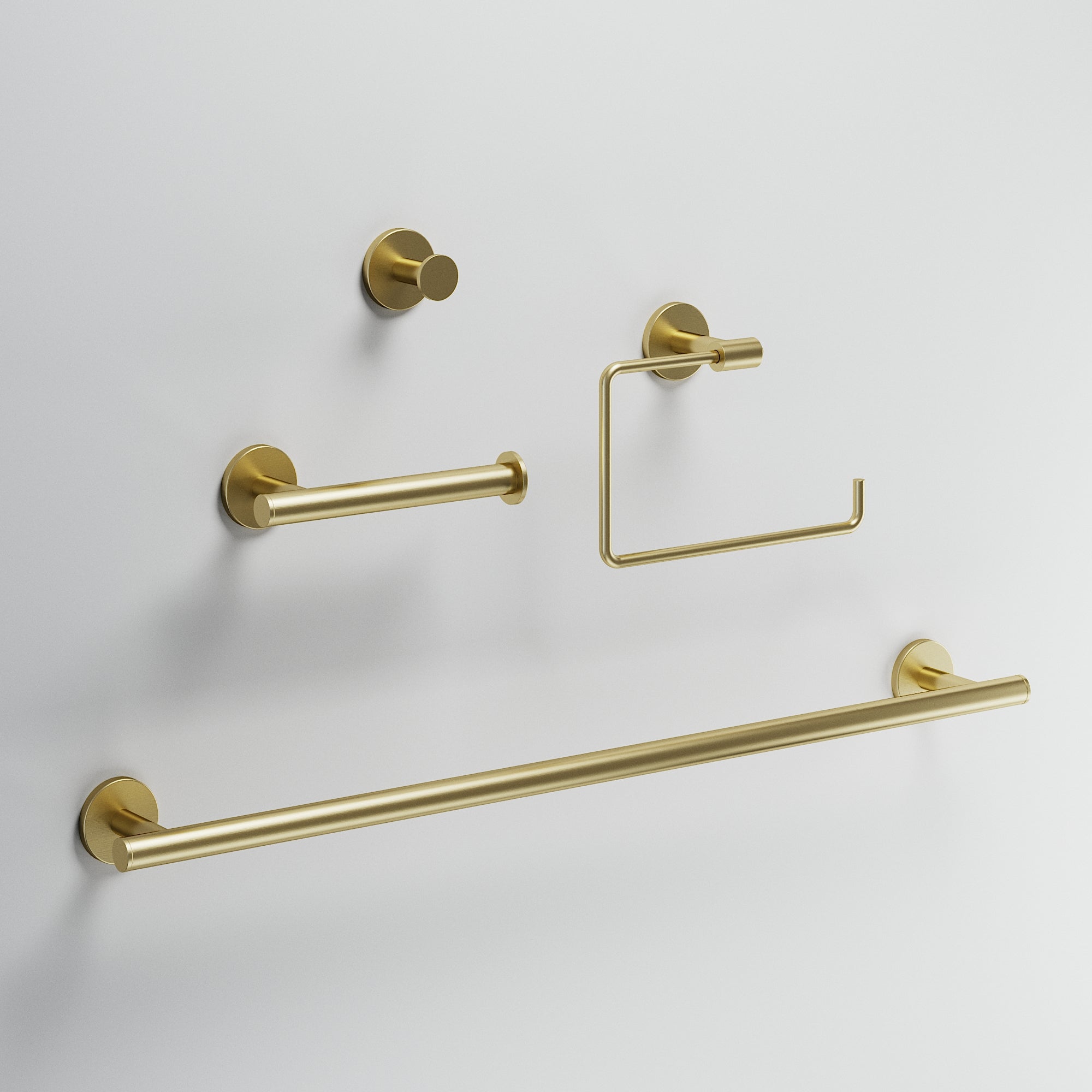 Elan 4-Piece Bath Hardware Set with 24 in. Towel Bar, Toilet Paper Holder, Hand Towel Holder, Hook