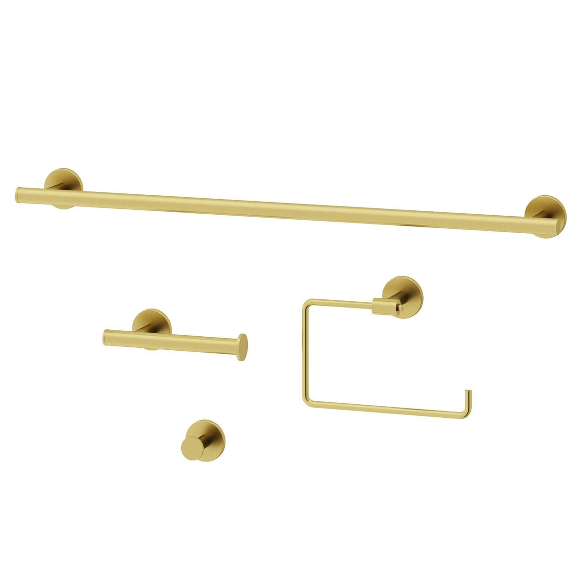 Elan 4-Piece Bath Hardware Set with 24 in. Towel Bar, Toilet Paper Holder, Hand Towel Holder, Hook