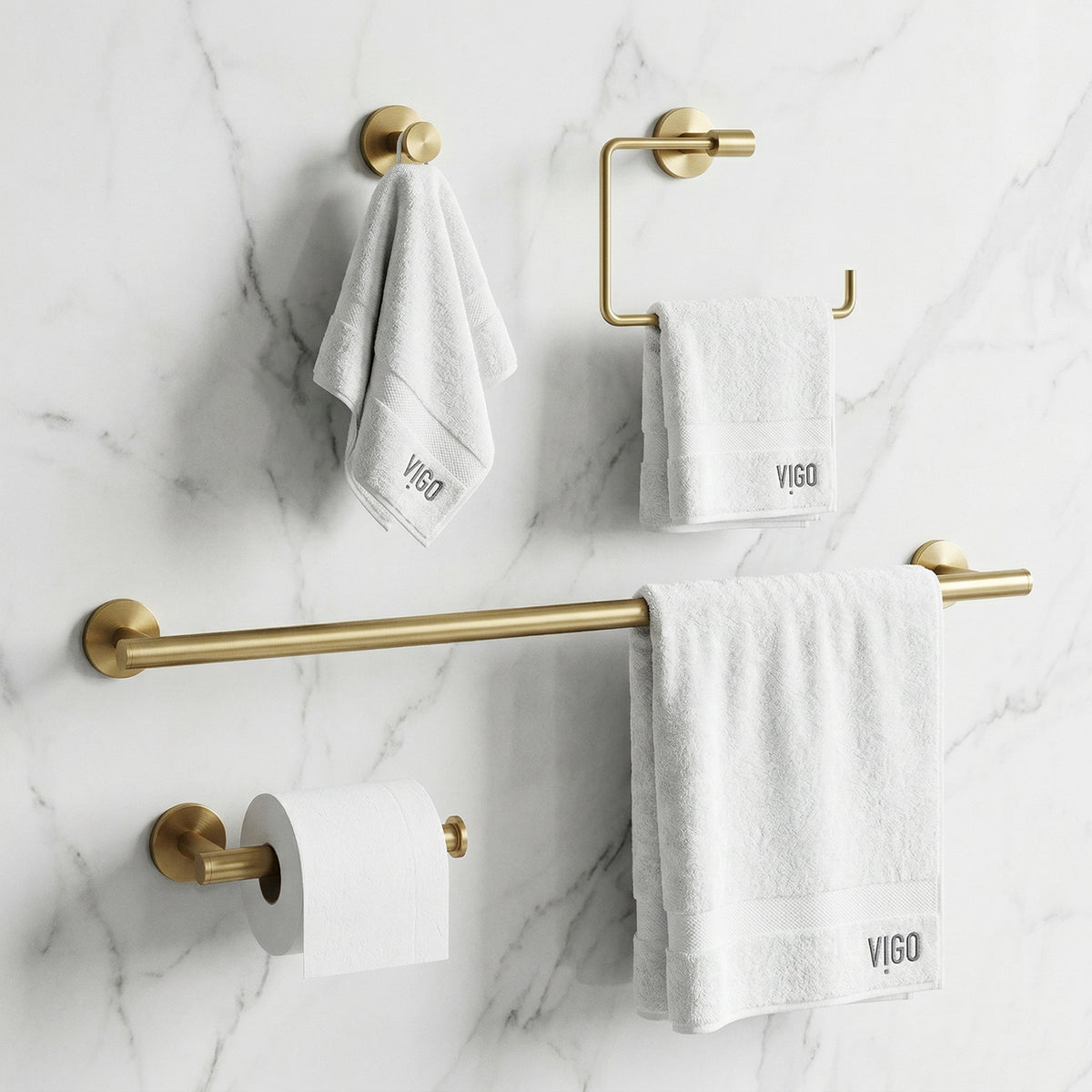 Elan 4-Piece Bath Hardware Set with 24 in. Towel Bar, Toilet Paper Holder, Hand Towel Holder, Hook
