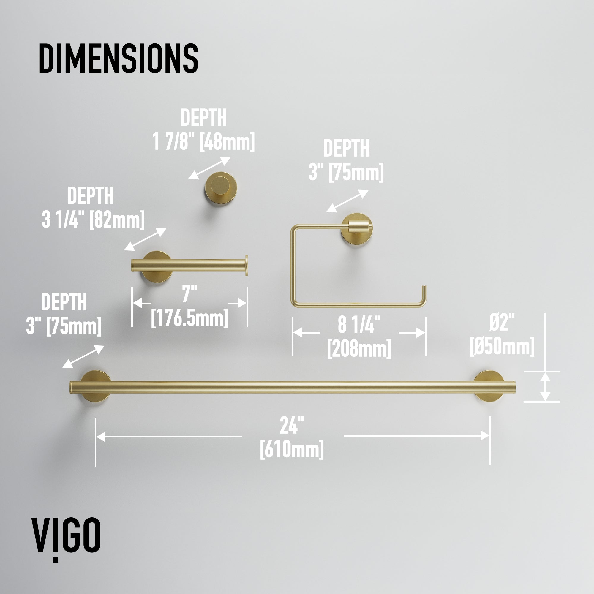 Elan 4-Piece Bath Hardware Set with 24 in. Towel Bar, Toilet Paper Holder, Hand Towel Holder, Hook