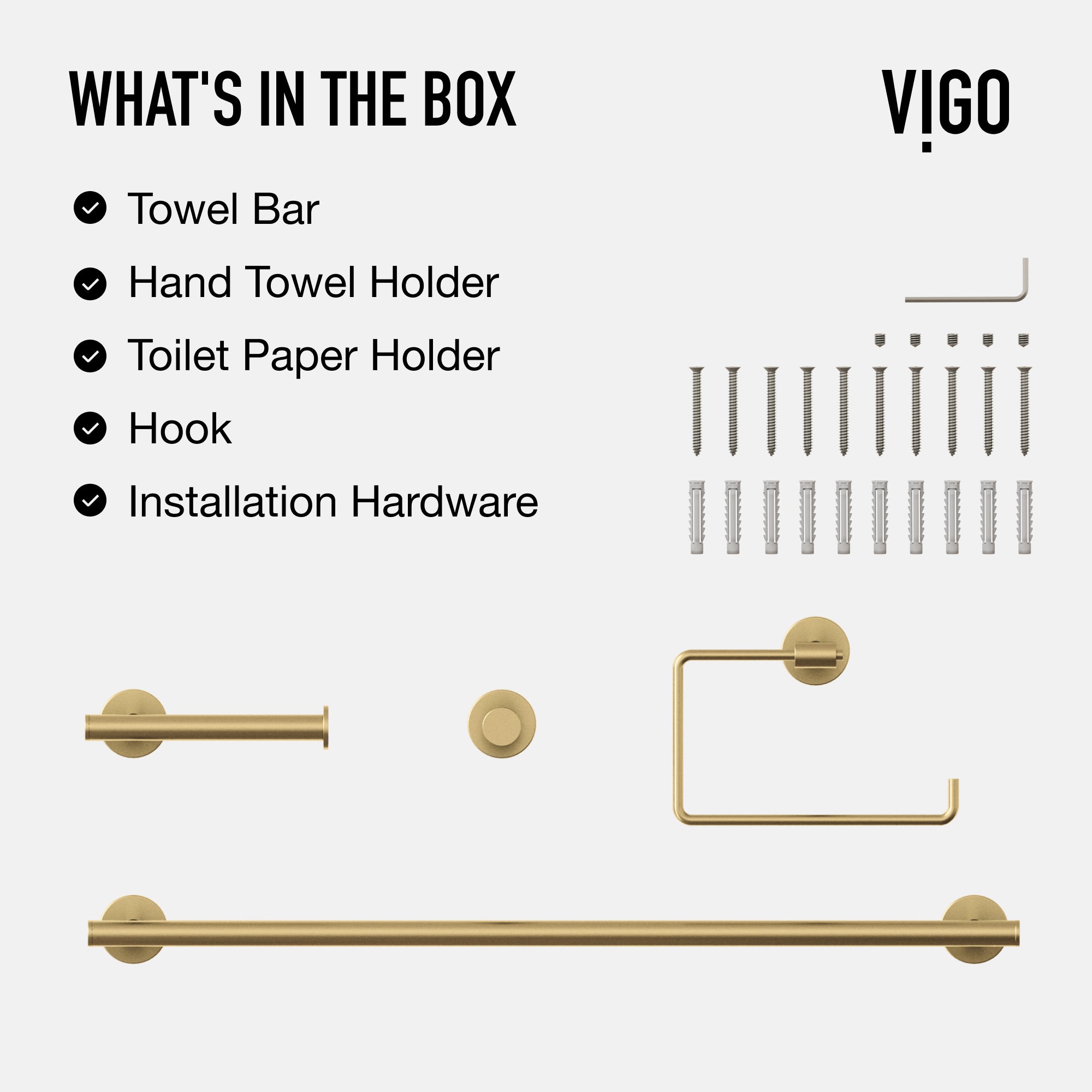 Elan 4-Piece Bath Hardware Set with 24 in. Towel Bar, Toilet Paper Holder, Hand Towel Holder, Hook