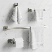 Satro 4-Piece Bath Hardware Set with 24 in. Towel Bar, Toilet Paper Holder, Hand Towel Holder, Hook