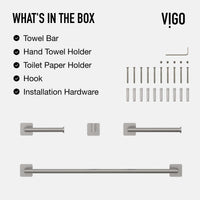 Satro 4-Piece Bath Hardware Set with 24 in. Towel Bar, Toilet Paper Holder, Hand Towel Holder, Hook
