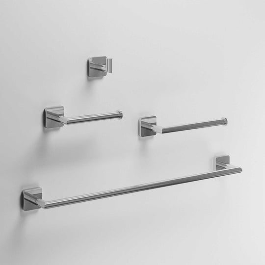 Satro 4-Piece Bath Hardware Set with 24 in. Towel Bar, Toilet Paper Holder, Hand Towel Holder, Hook