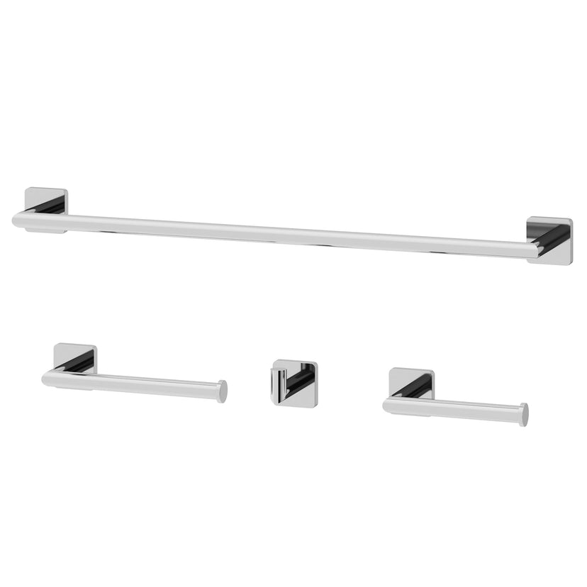 Satro 4-Piece Bath Hardware Set with 24 in. Towel Bar, Toilet Paper Holder, Hand Towel Holder, Hook