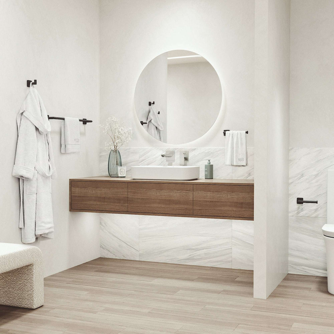 Satro 4-Piece Bath Hardware Set with 24 in. Towel Bar, Toilet Paper Holder, Hand Towel Holder, Hook
