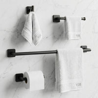 Satro 4-Piece Bath Hardware Set with 24 in. Towel Bar, Toilet Paper Holder, Hand Towel Holder, Hook