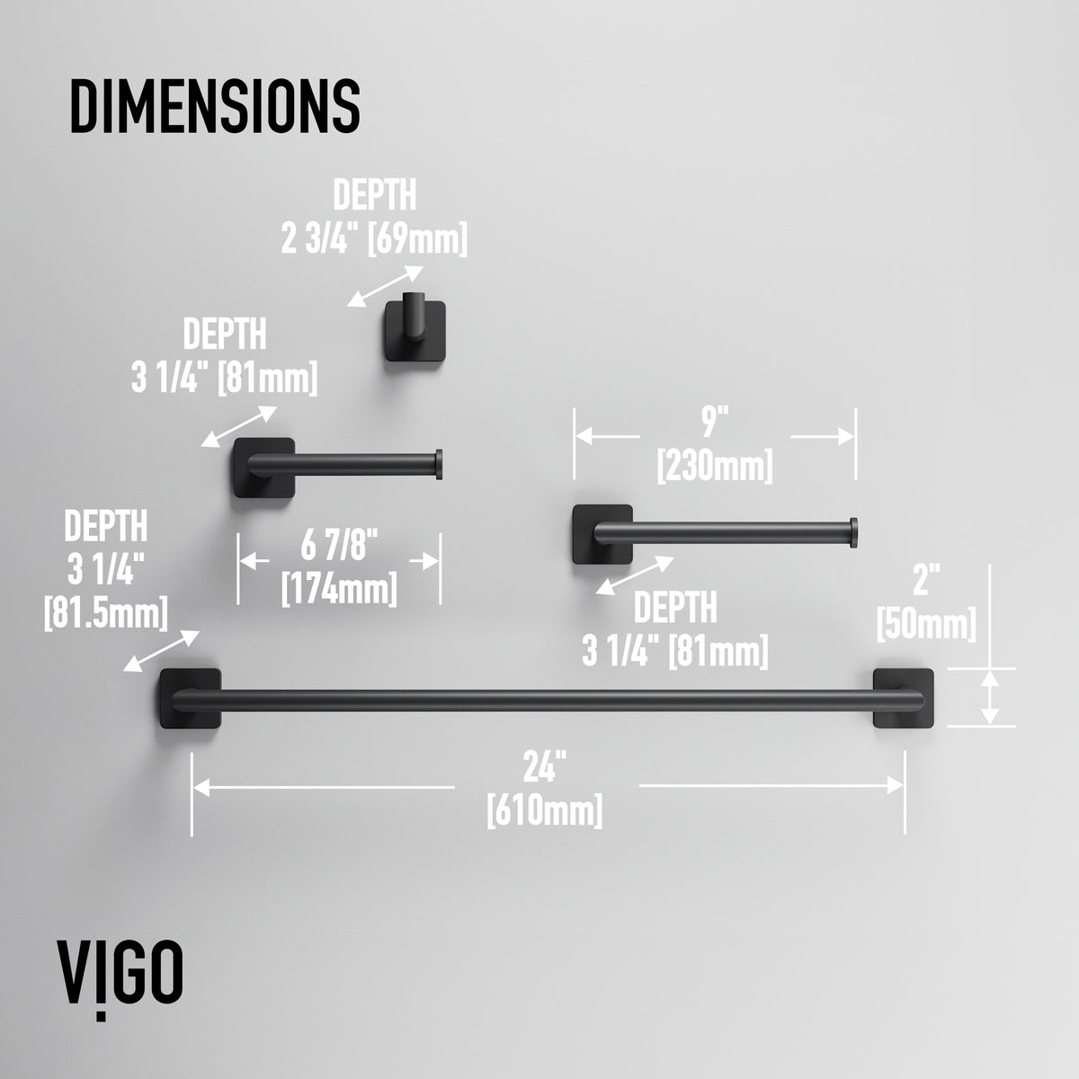 Satro 4-Piece Bath Hardware Set with 24 in. Towel Bar, Toilet Paper Holder, Hand Towel Holder, Hook
