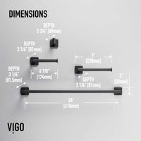 Satro 4-Piece Bath Hardware Set with 24 in. Towel Bar, Toilet Paper Holder, Hand Towel Holder, Hook