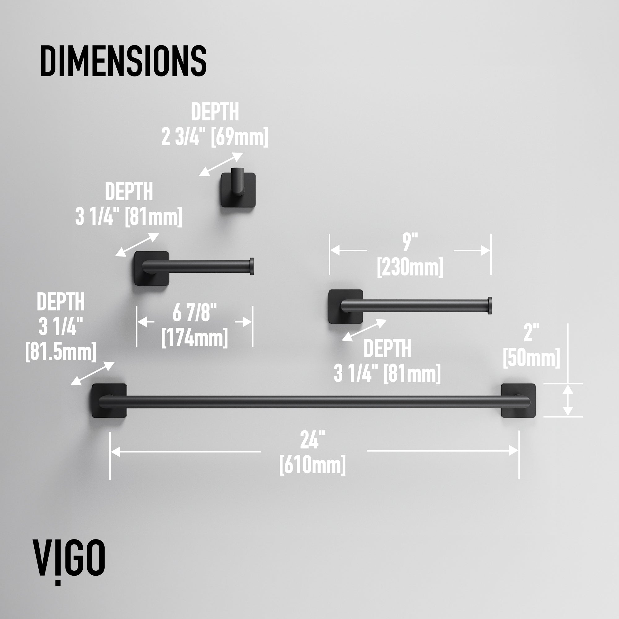 Satro 4-Piece Bath Hardware Set with 24 in. Towel Bar, Toilet Paper Holder, Hand Towel Holder, Hook