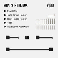 Satro 4-Piece Bath Hardware Set with 24 in. Towel Bar, Toilet Paper Holder, Hand Towel Holder, Hook