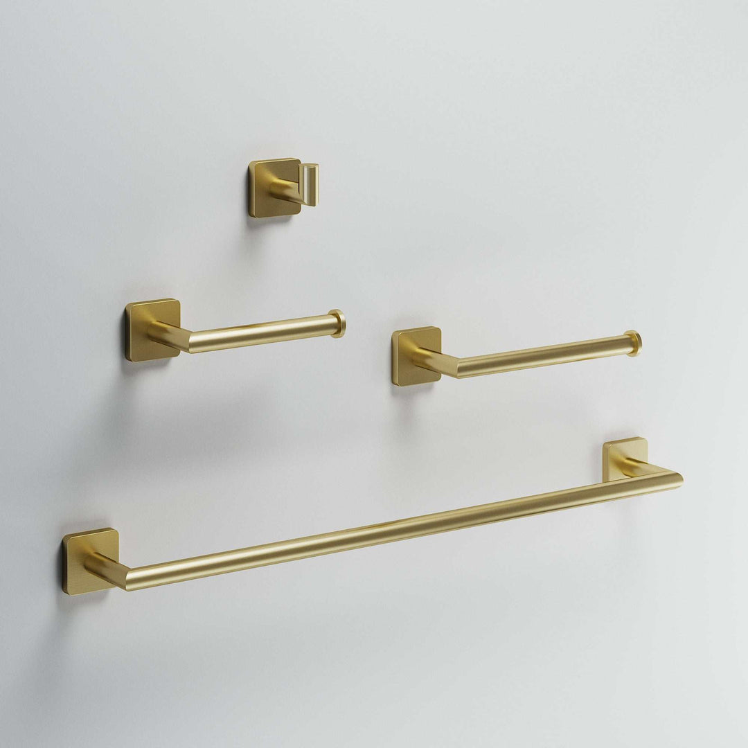 Satro 4-Piece Bath Hardware Set with 24 in. Towel Bar, Toilet Paper Holder, Hand Towel Holder, Hook